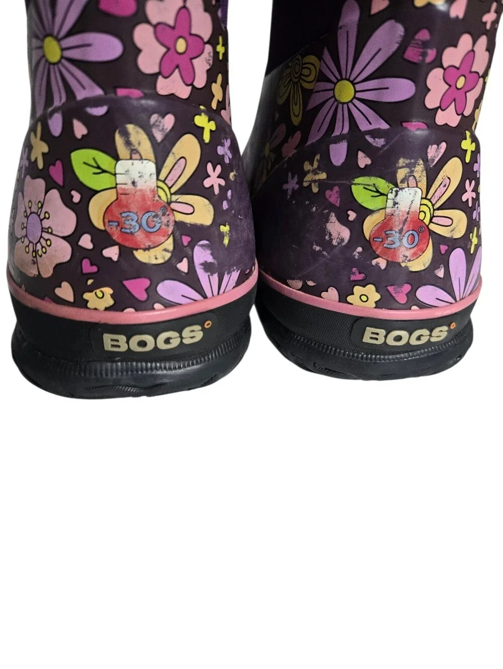 Bogs Classic Northwest Garden Purple Floral Waterproof Boots Size 6 Youth